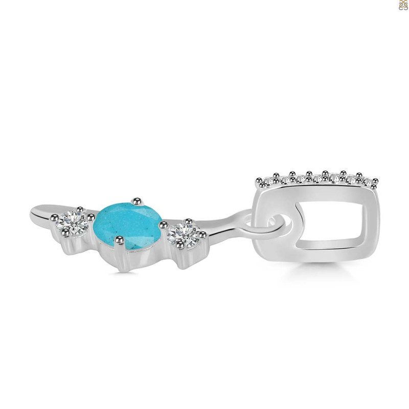 Turquoise & White Topaz Alphabet I Pendant