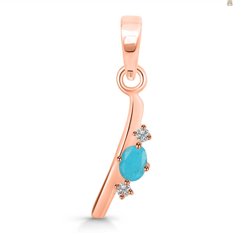 Turquoise & White Topaz Alphabet I Pendant TRQ-RDA-9.