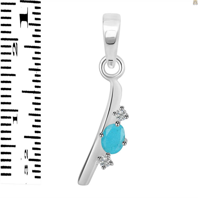 Turquoise & White Topaz Alphabet I Pendant TRQ-RDA-9.