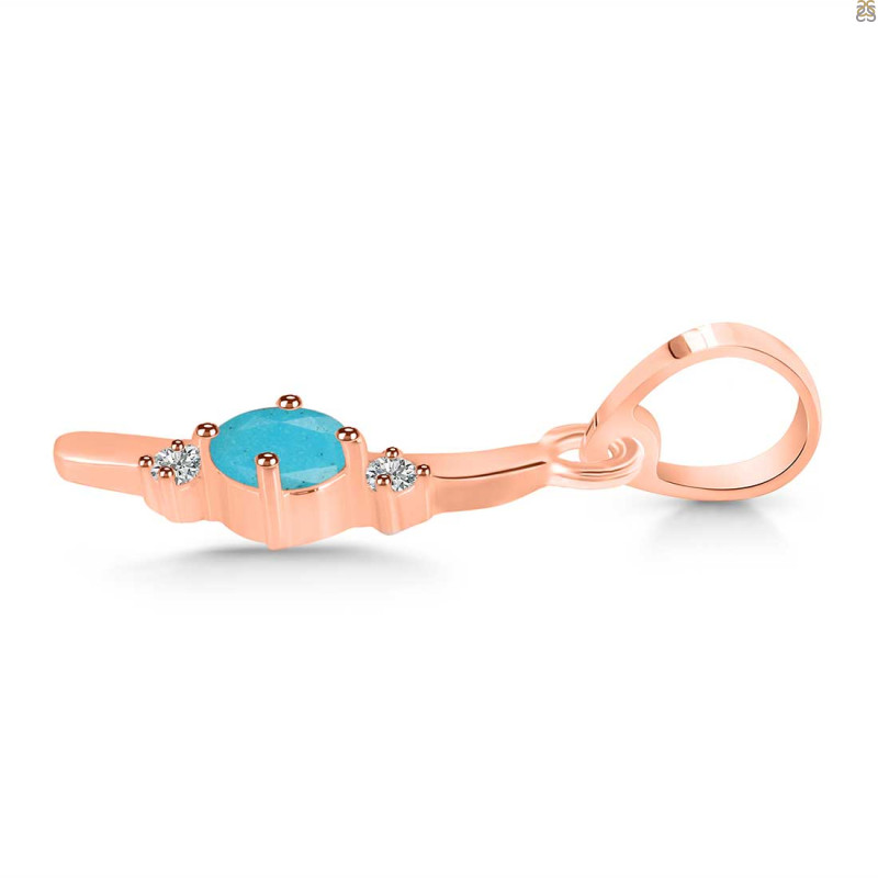 Turquoise & White Topaz Alphabet I Pendant TRQ-RDA-9.