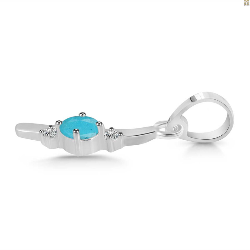 Turquoise & White Topaz Alphabet I Pendant