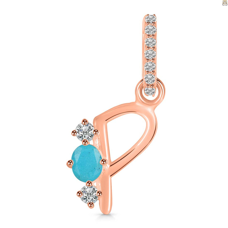 Turquoise & White Topaz Alphabet P Pendant TRQ-RDA-94.