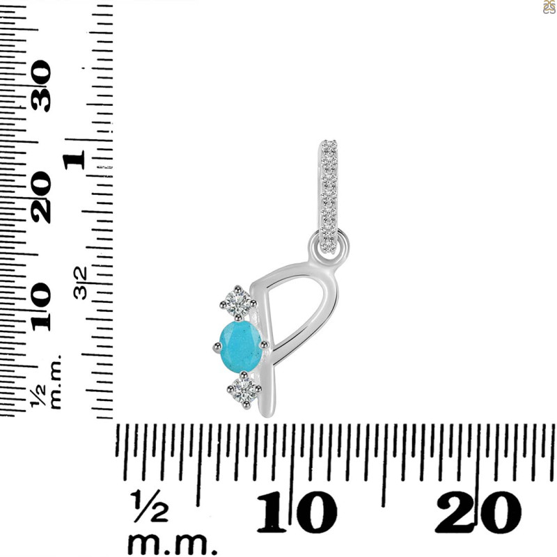 Turquoise & White Topaz Alphabet P Pendant TRQ-RDA-94.