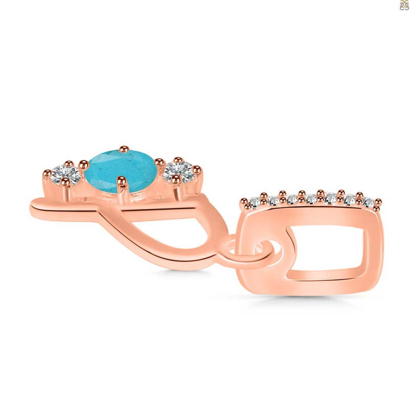 Turquoise & White Topaz Alphabet P Pendant TRQ-RDA-94.