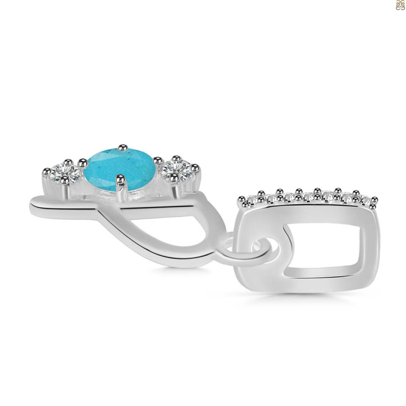 Turquoise & White Topaz Alphabet P Pendant