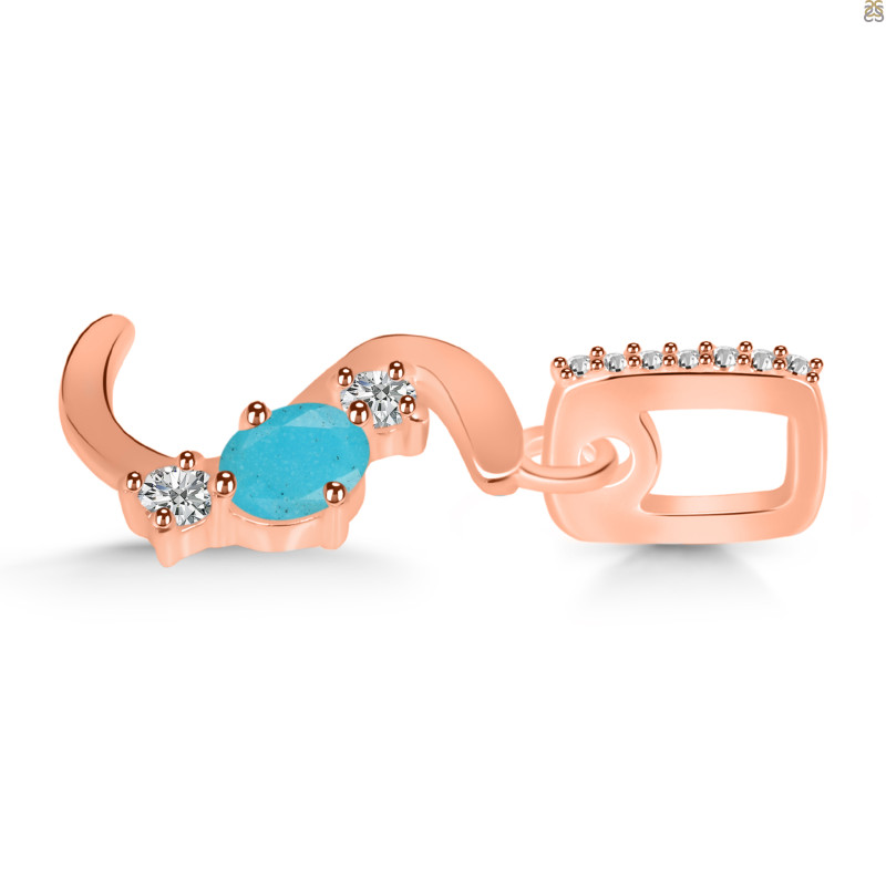 Turquoise & White Topaz Alphabet S Pendant TRQ-RDA-97.