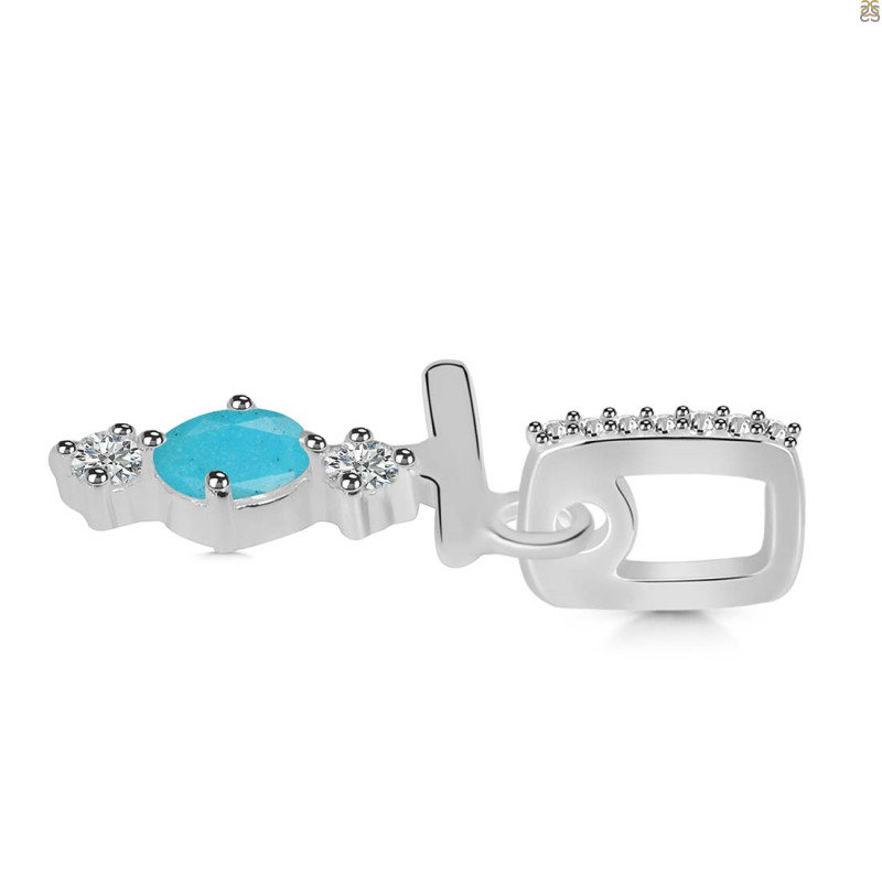 Turquoise & White Topaz Alphabet T Pendant