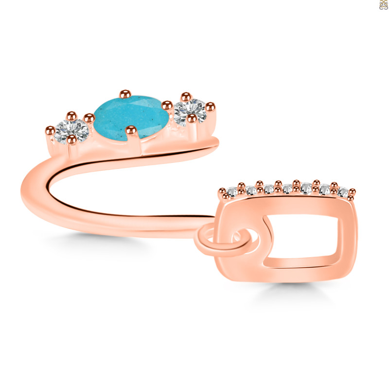 Turquoise & White Topaz Alphabet U Pendant TRQ-RDA-99.