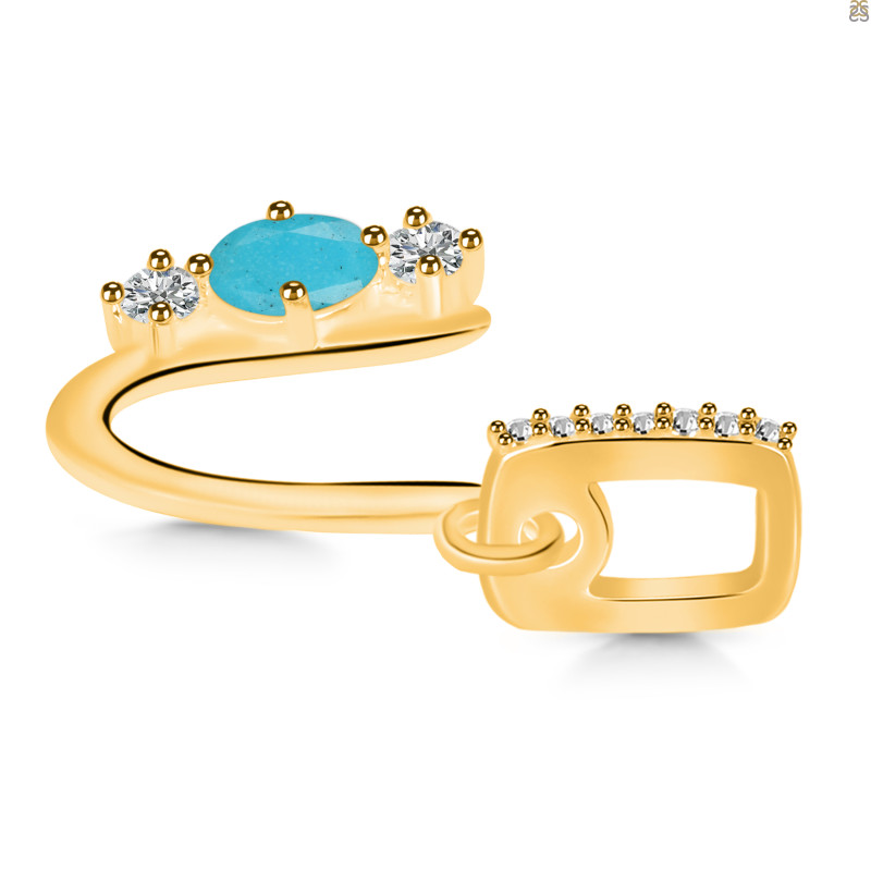 Turquoise & White Topaz Alphabet U Pendant TRQ-RDA-99.