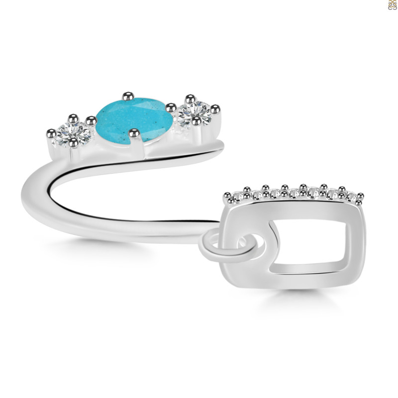 Turquoise & White Topaz Alphabet U Pendant