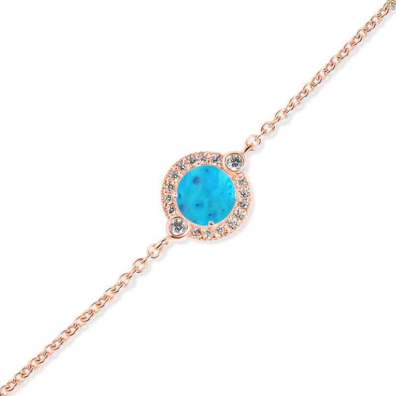 Turquoise & White Topaz Bracelet With Adjustable Camera Lock TRQ-RDB-65.