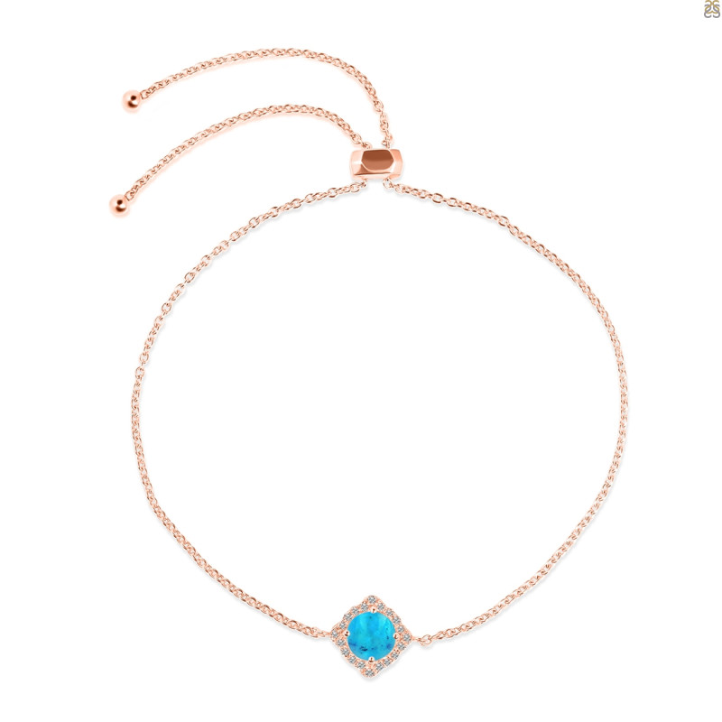 Turquoise & White Topaz Bracelet With Adjustable Camera Lock TRQ-RDB-66.