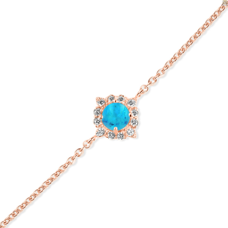 Turquoise & White Topaz Bracelet With Adjustable Camera Lock TRQ-RDB-67.