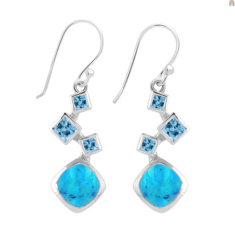 Turquoise & Blue Topaz Earring
