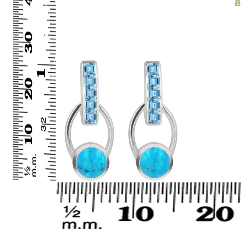 Turquoise & Blue Topaz Earring TRQ-RDE-104.