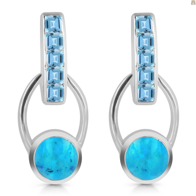 Turquoise & Blue Topaz Earring TRQ-RDE-104.