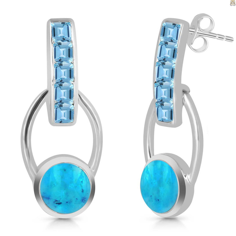 Turquoise & Blue Topaz Earring