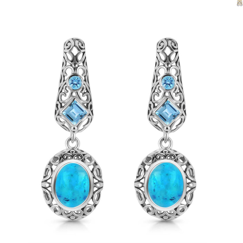 Turquoise & Blue Topaz Earring TRQ-RDE-109.