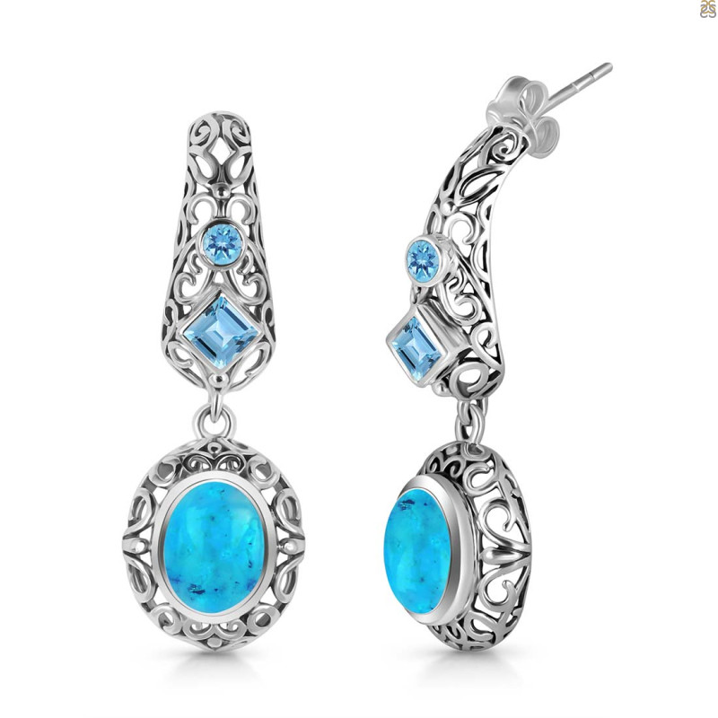 Turquoise & Blue Topaz Earring