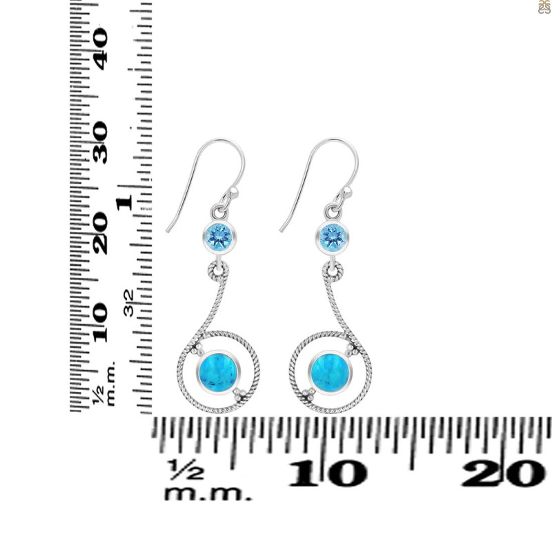 Turquoise & Blue Topaz Earring TRQ-RDE-155.