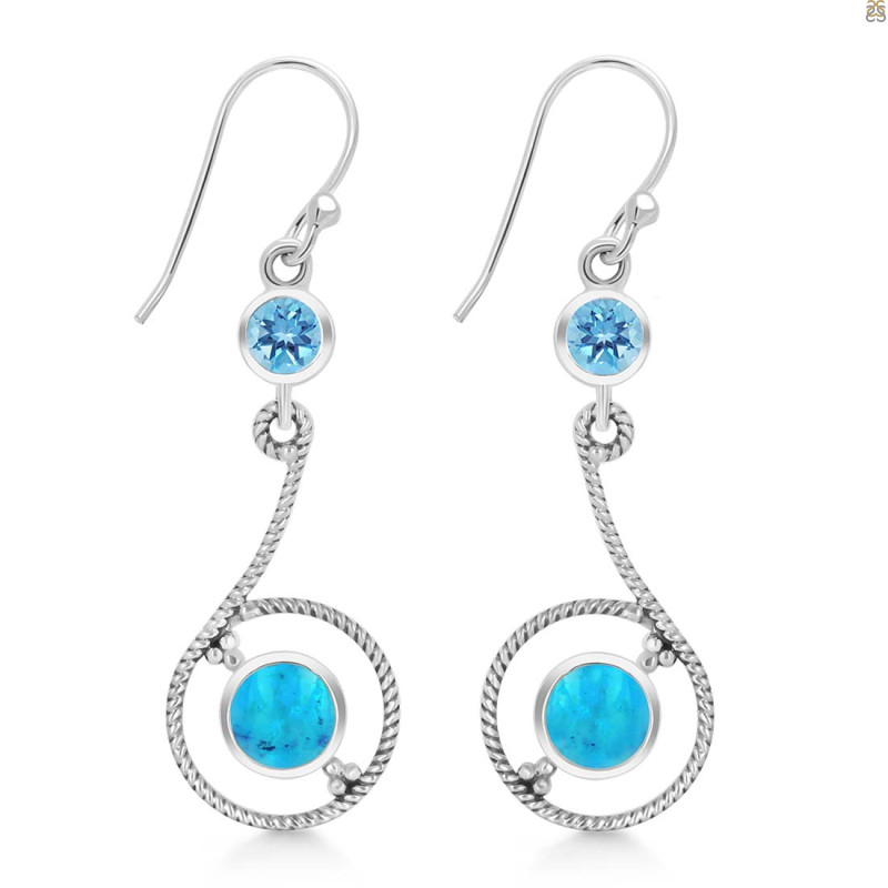Turquoise & Blue Topaz Earring TRQ-RDE-155.