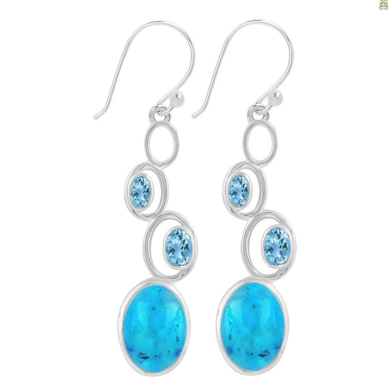 Turquoise & Blue Topaz Earring