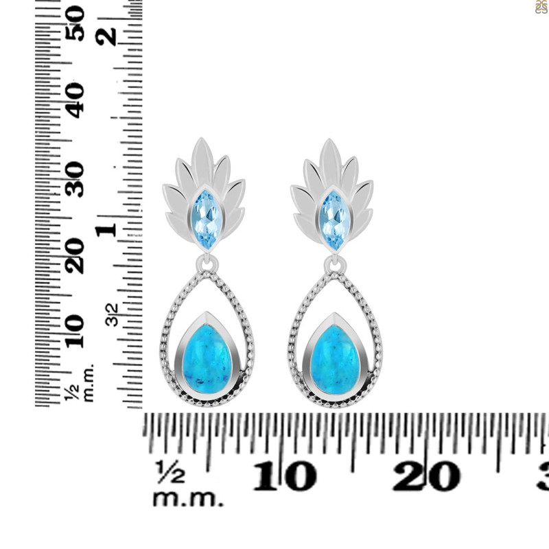 Turquoise & Blue Topaz Earring TRQ-RDE-57.