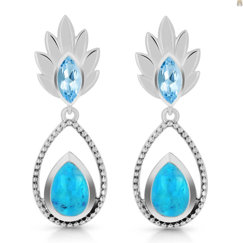 Turquoise & Blue Topaz Earring TRQ-RDE-57.