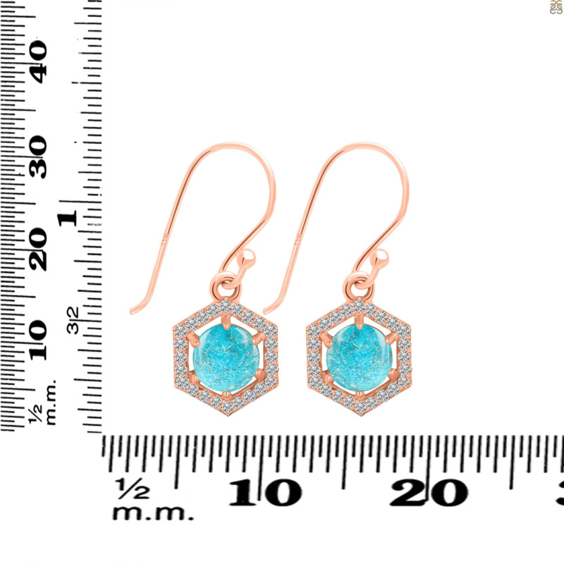 Turquoise & White Topaz Earring TRQ-RDE-701.