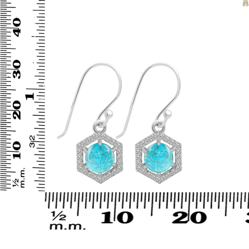 Turquoise & White Topaz Earring TRQ-RDE-701.