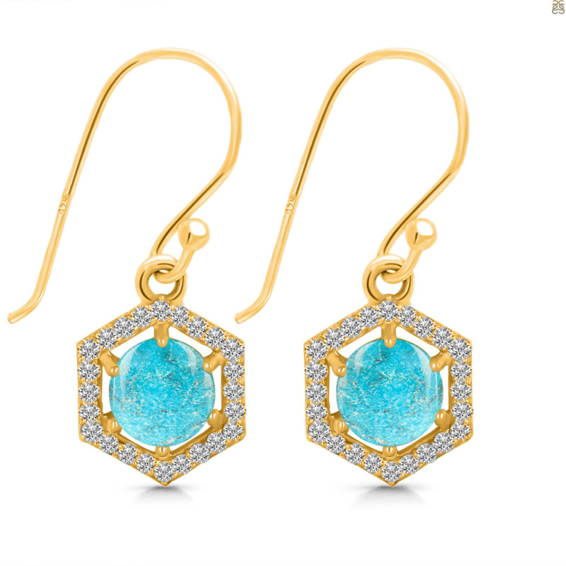 Turquoise & White Topaz Earring TRQ-RDE-701.