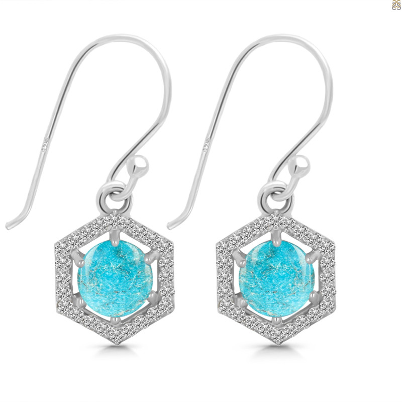 Turquoise & White Topaz Earring TRQ-RDE-701.