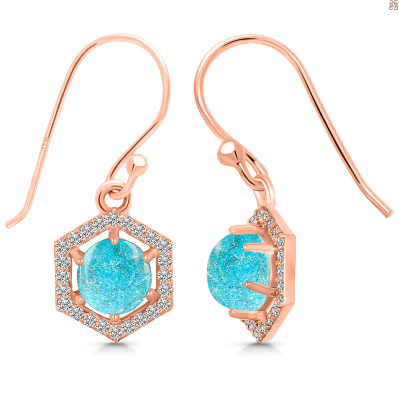 Turquoise & White Topaz Earring TRQ-RDE-701.