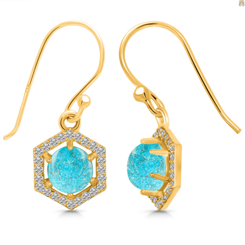 Turquoise & White Topaz Earring TRQ-RDE-701.
