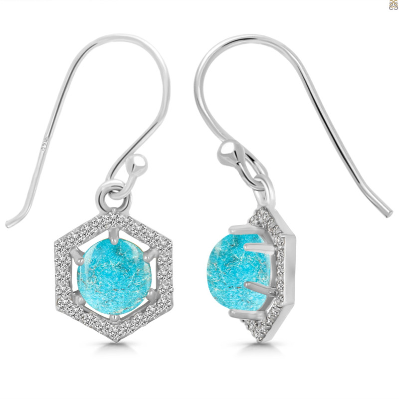Turquoise & White Topaz Earring