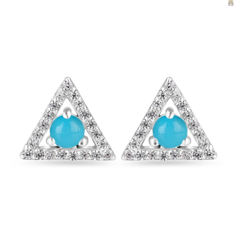 Turquoise & White Topaz Stud Earring TRQ-RDE-848.