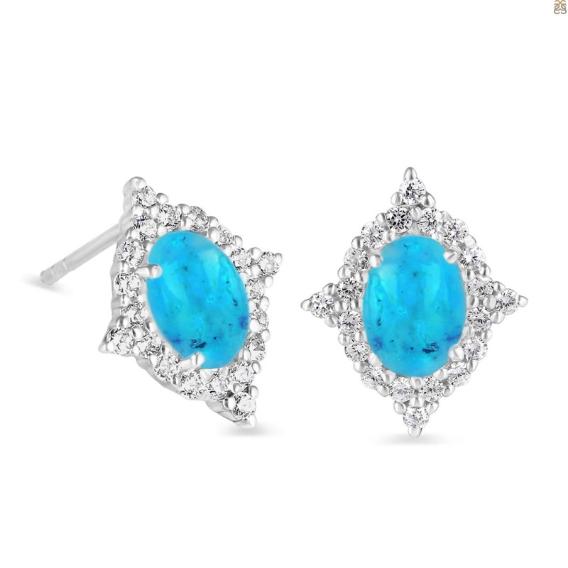 Turquoise & White Topaz Stud Earring
