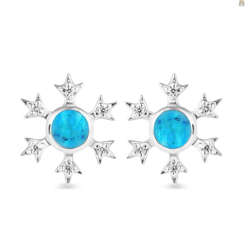 Turquoise & White Topaz Stud Earring TRQ-RDE-854.