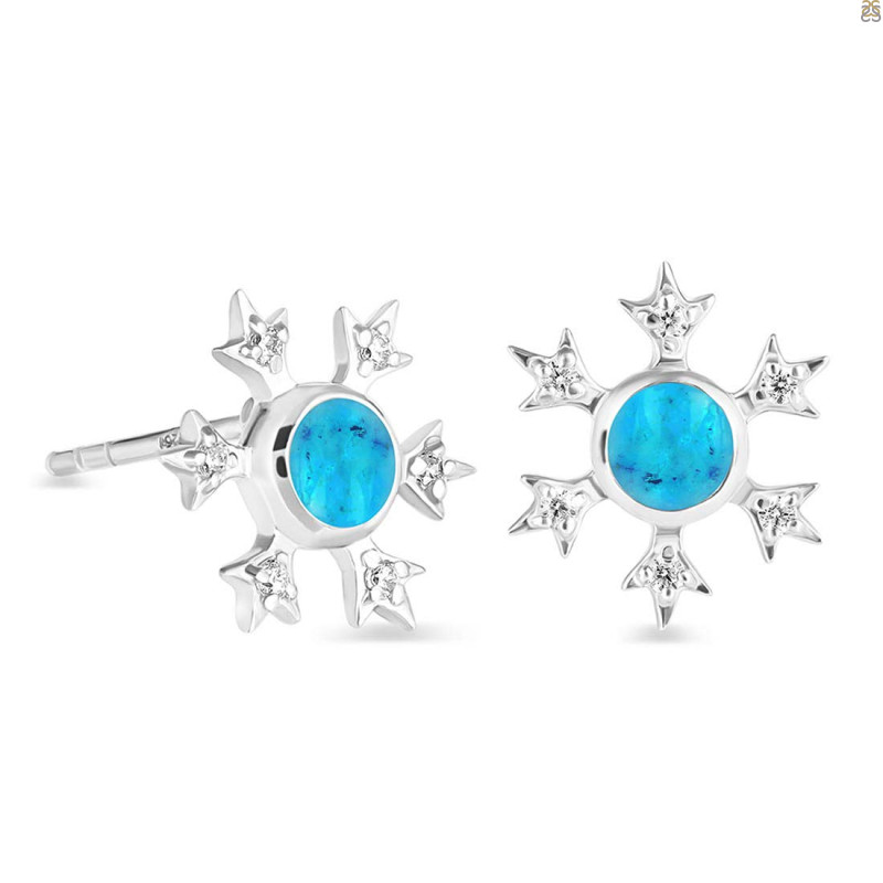 Turquoise & White Topaz Stud Earring