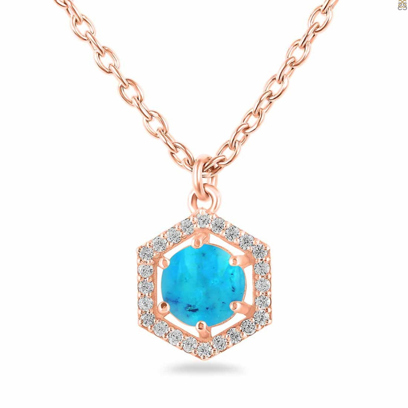 Turquoise & White Topaz Necklace With Slider Lock TRQ-RDN-69.