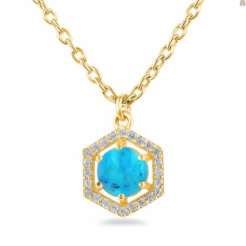 Turquoise & White Topaz Necklace With Slider Lock TRQ-RDN-69.