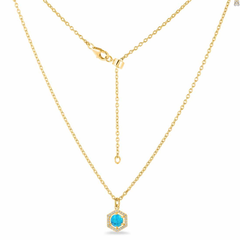 Turquoise & White Topaz Necklace With Slider Lock TRQ-RDN-69.