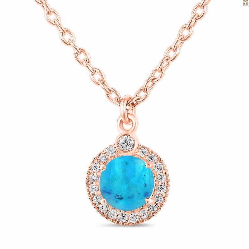Turquoise & White Topaz Necklace With Slider Lock TRQ-RDN-72.