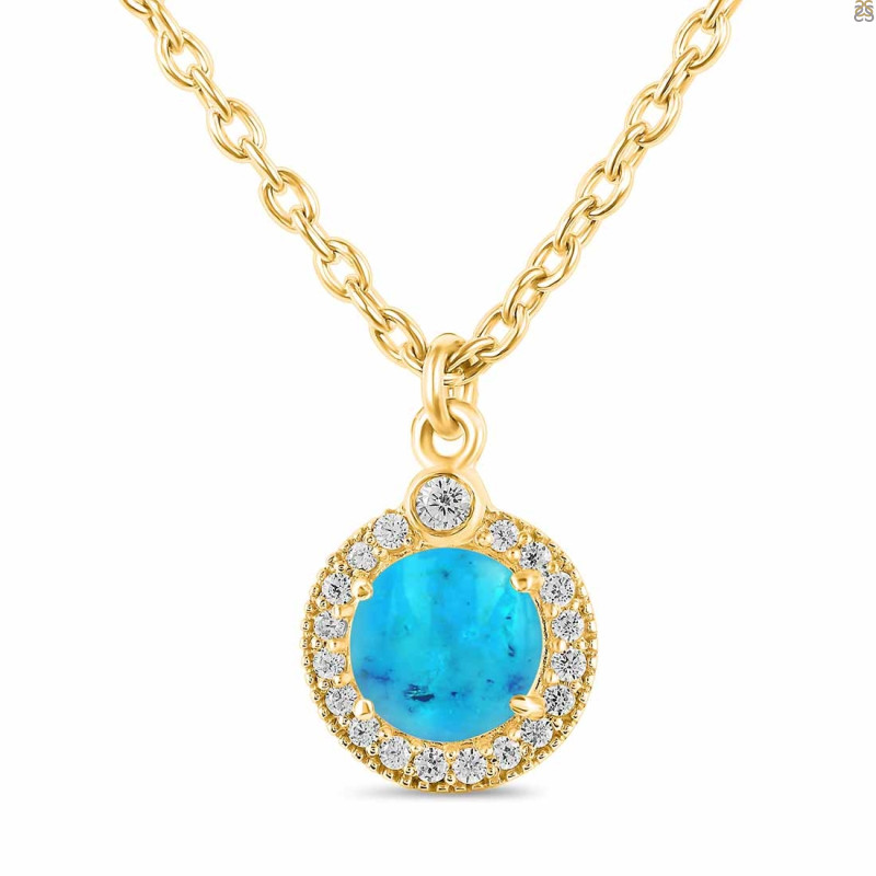 Turquoise & White Topaz Necklace With Slider Lock TRQ-RDN-72.
