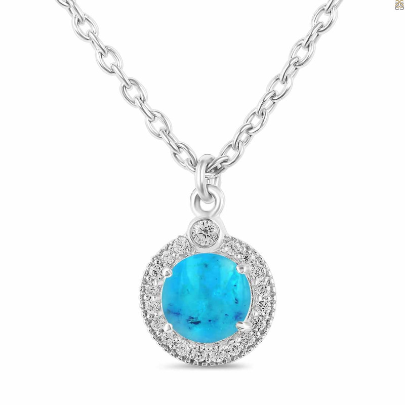 Turquoise & White Topaz Necklace With Slider Lock TRQ-RDN-72.