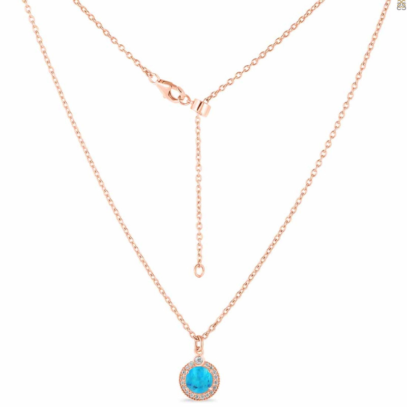 Turquoise & White Topaz Necklace With Slider Lock TRQ-RDN-72.