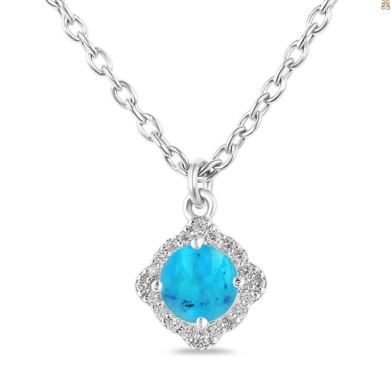 Turquoise & White Topaz Necklace With Slider Lock TRQ-RDN-74.