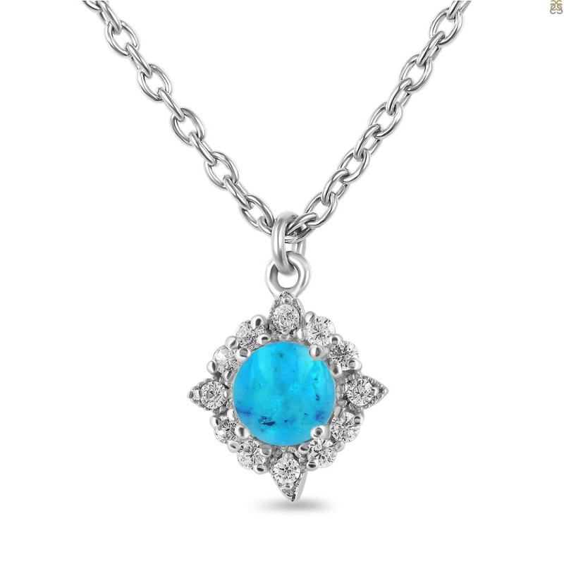 Turquoise & White Topaz Necklace With Slider Lock TRQ-RDN-77.