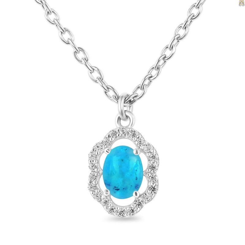 Turquoise & White Topaz Necklace With Slider Lock TRQ-RDN-78.