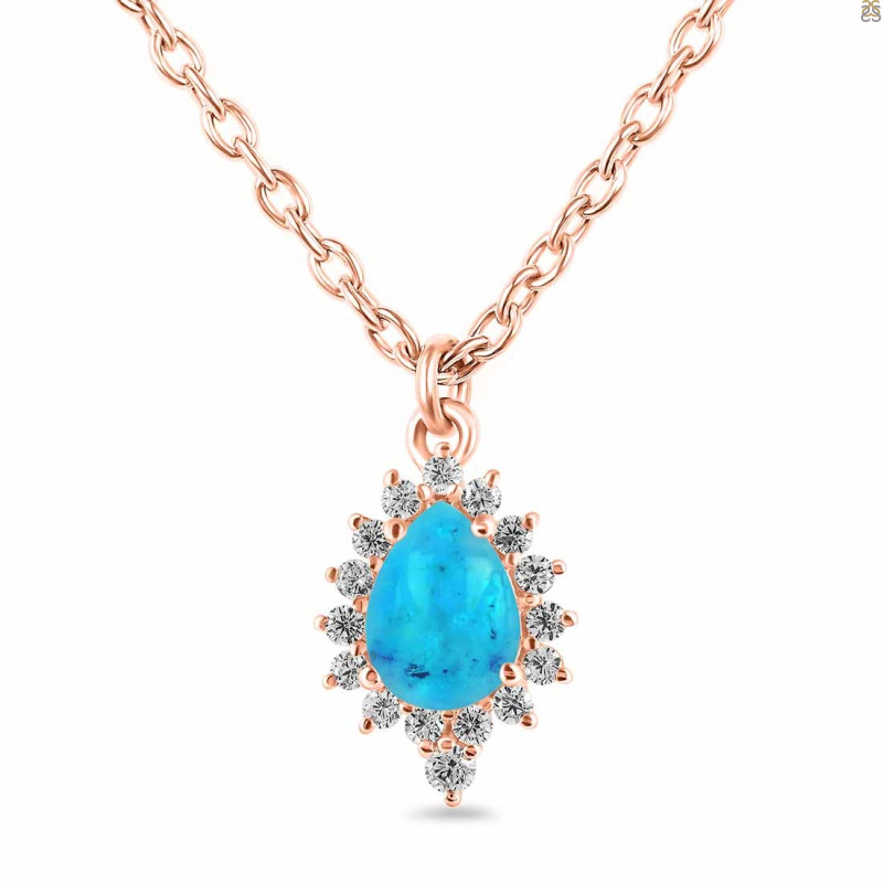 Turquoise & White Topaz Necklace With Slider Lock TRQ-RDN-79.